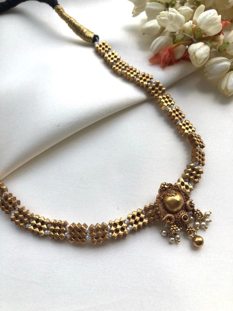 (Made To Order) Antique polish vintage style adiga choker-Silver Neckpiece-PL-House of Taamara