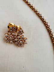(Made To Order) Gold polish zircon necklace with earrings, SET-Silver Neckpiece-CI-House of Taamara