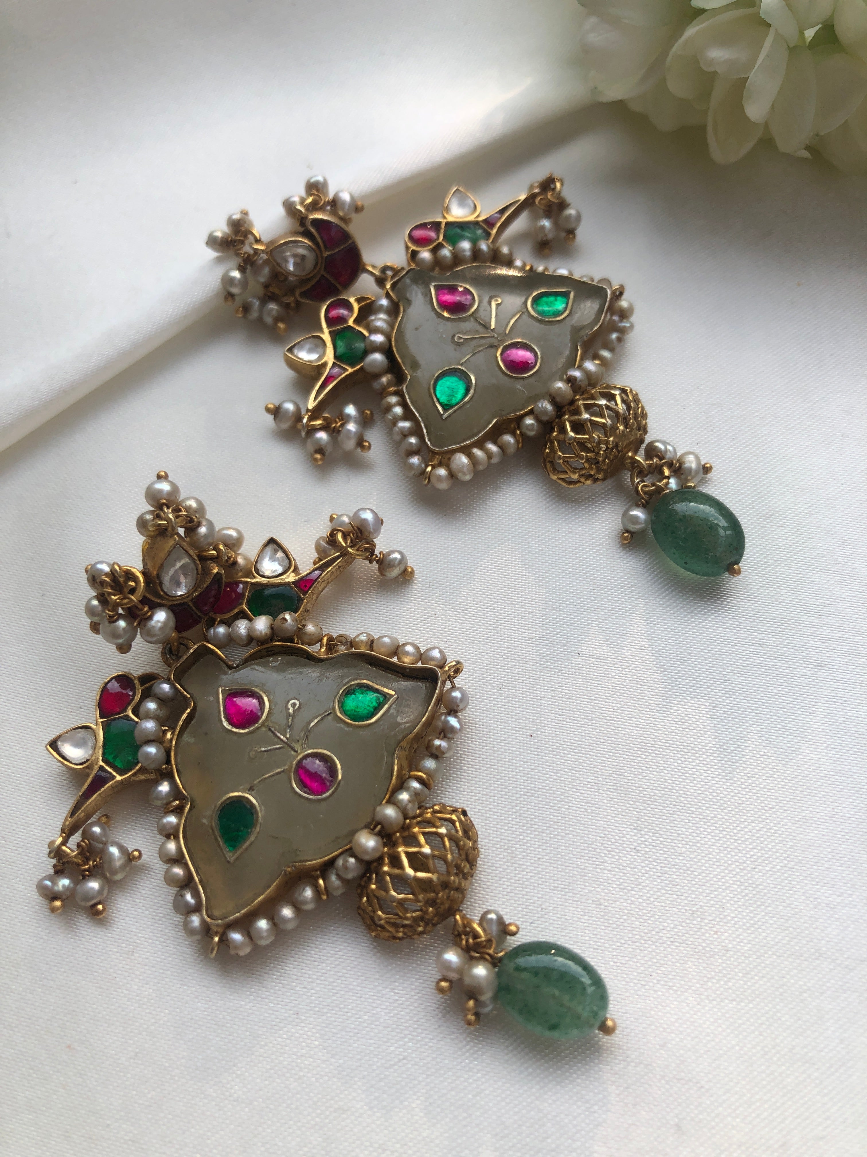 (Made To Order) Kundan Agate Earrings-Earrings-PL-House of Taamara