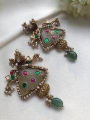 (Made To Order) Kundan Agate Earrings-Earrings-PL-House of Taamara