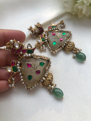 (Made To Order) Kundan Agate Earrings-Earrings-PL-House of Taamara