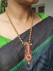 Mohan Mala With Kundan Traditional Style Kalanki Detachable Pendant (MADE TO ORDER)-Silver Neckpiece-PL-House of Taamara