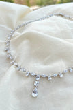 Moissanite necklace with pear and marquis shapes-Silver Neckpiece-EZ-House of Taamara