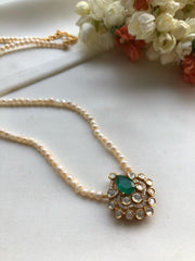 Moissanite pendant with pearls mala-Silver Neckpiece-PL-House of Taamara