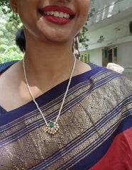Moissanite pendant with pearls mala-Silver Neckpiece-PL-House of Taamara