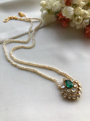 Moissanite pendant with pearls mala-Silver Neckpiece-PL-House of Taamara