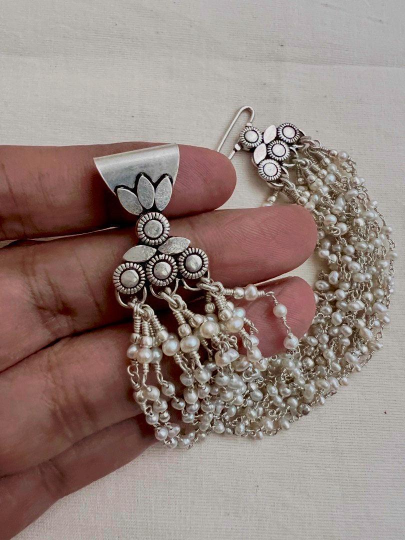 Multi layer Pearl clasp bracelet-Silver Bracelet-CI-House of Taamara