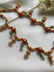Antique polish necklace with coral and pearls bunch
