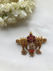 Antique style pendant with thodu & coral with pearls bunch