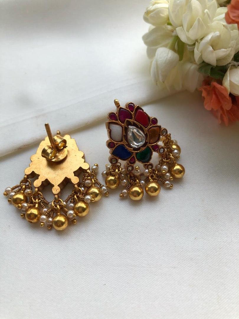 Navratan earrings-Earrings-PL-House of Taamara
