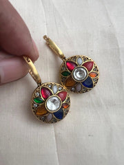 Navratan & ruby kundan reversible earrings-Earrings-PL-House of Taamara