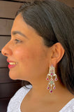 Old silver design with tourmalines and crystals-Silver earrings-EZ-House of Taamara