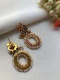 Oval drop kundan style earrings-Earrings-PL-House of Taamara