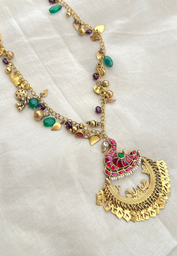 Peacock charm necklace-Silver earrings-EZ-House of Taamara