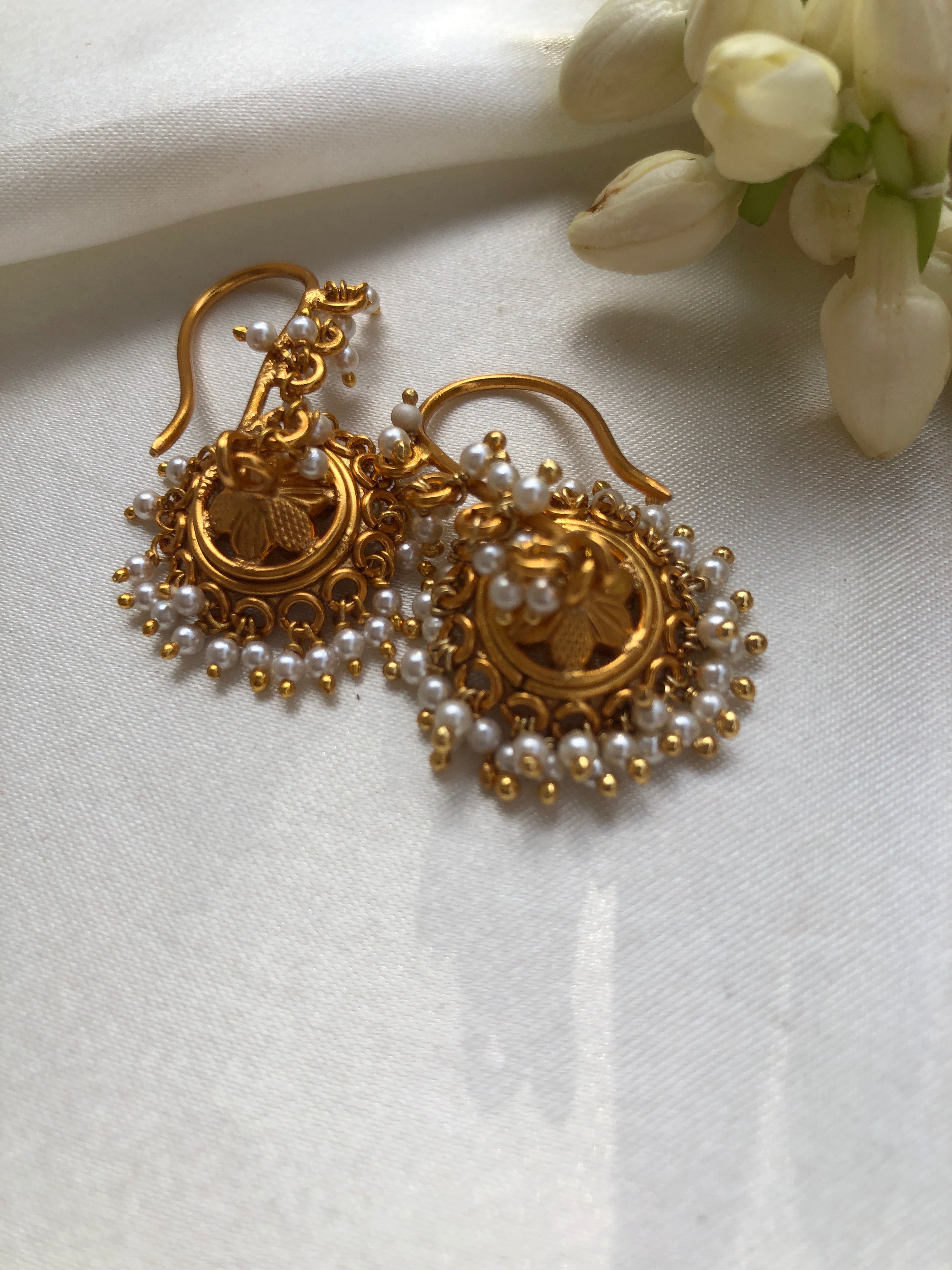 Pearl jhumkas-Earrings-PL-House of Taamara