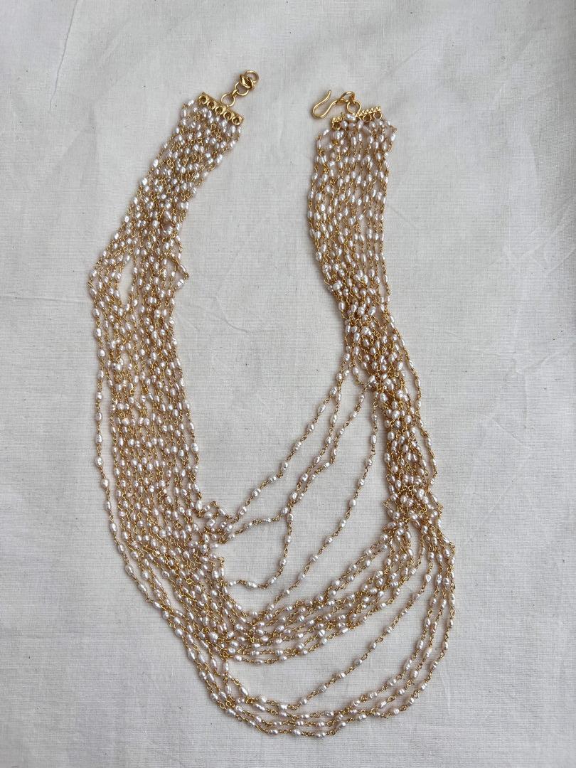 Pearls bunch chain 15 lines layered-Silver Neckpiece-CI-House of Taamara
