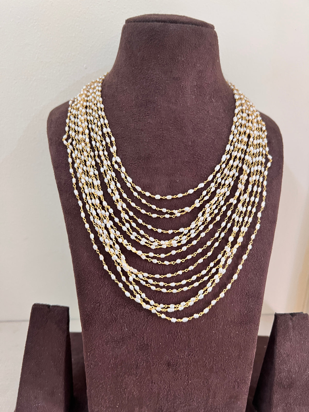 Pearls bunch chain 15 lines layered-Silver Neckpiece-CI-House of Taamara