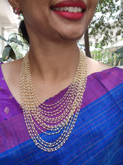 Pearls bunch chain 15 lines layered-Silver Neckpiece-PL-House of Taamara