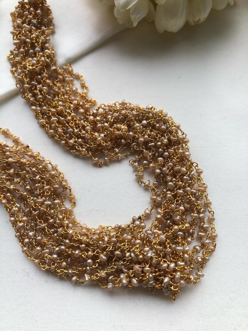 Pearls bunch necklace-Silver Neckpiece-PL-House of Taamara