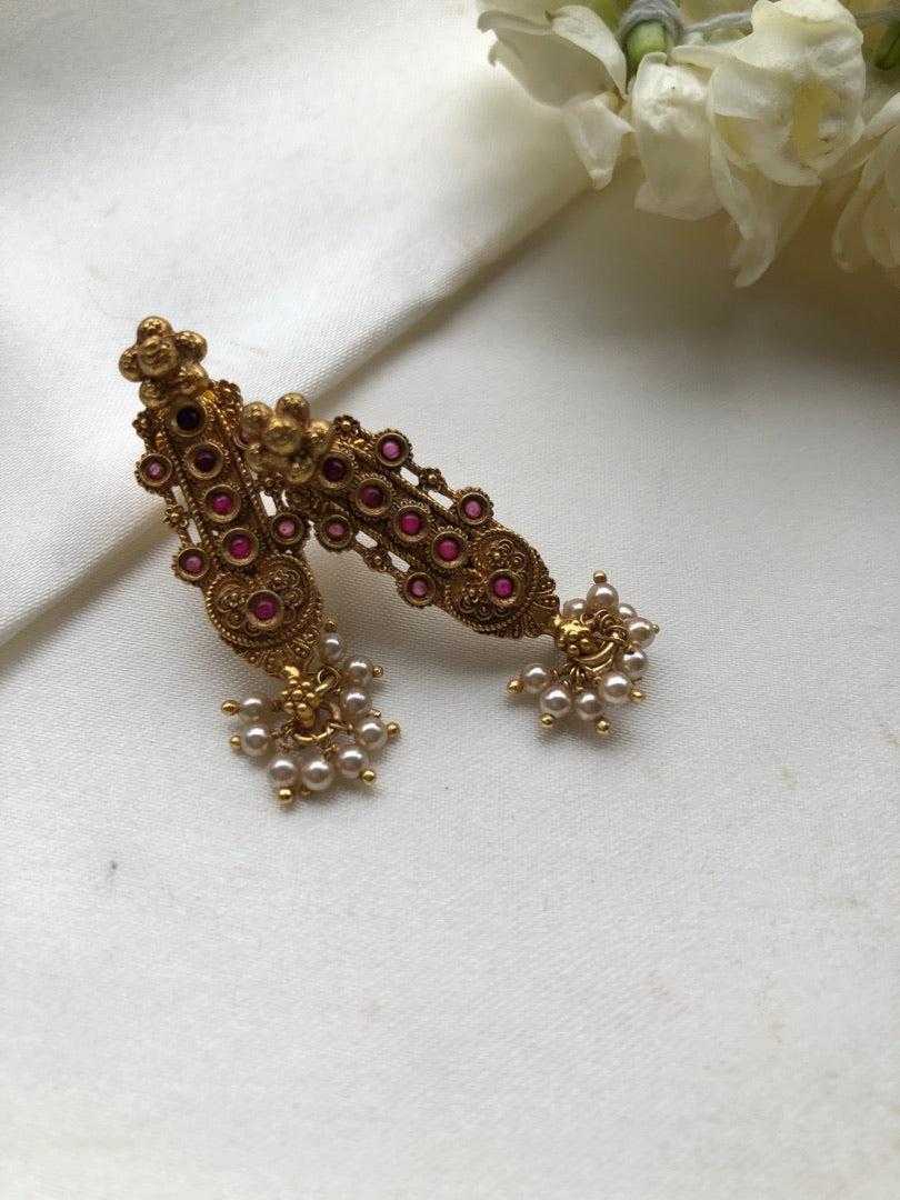 Pearls bunch vintage style earrings-Earrings-PL-House of Taamara