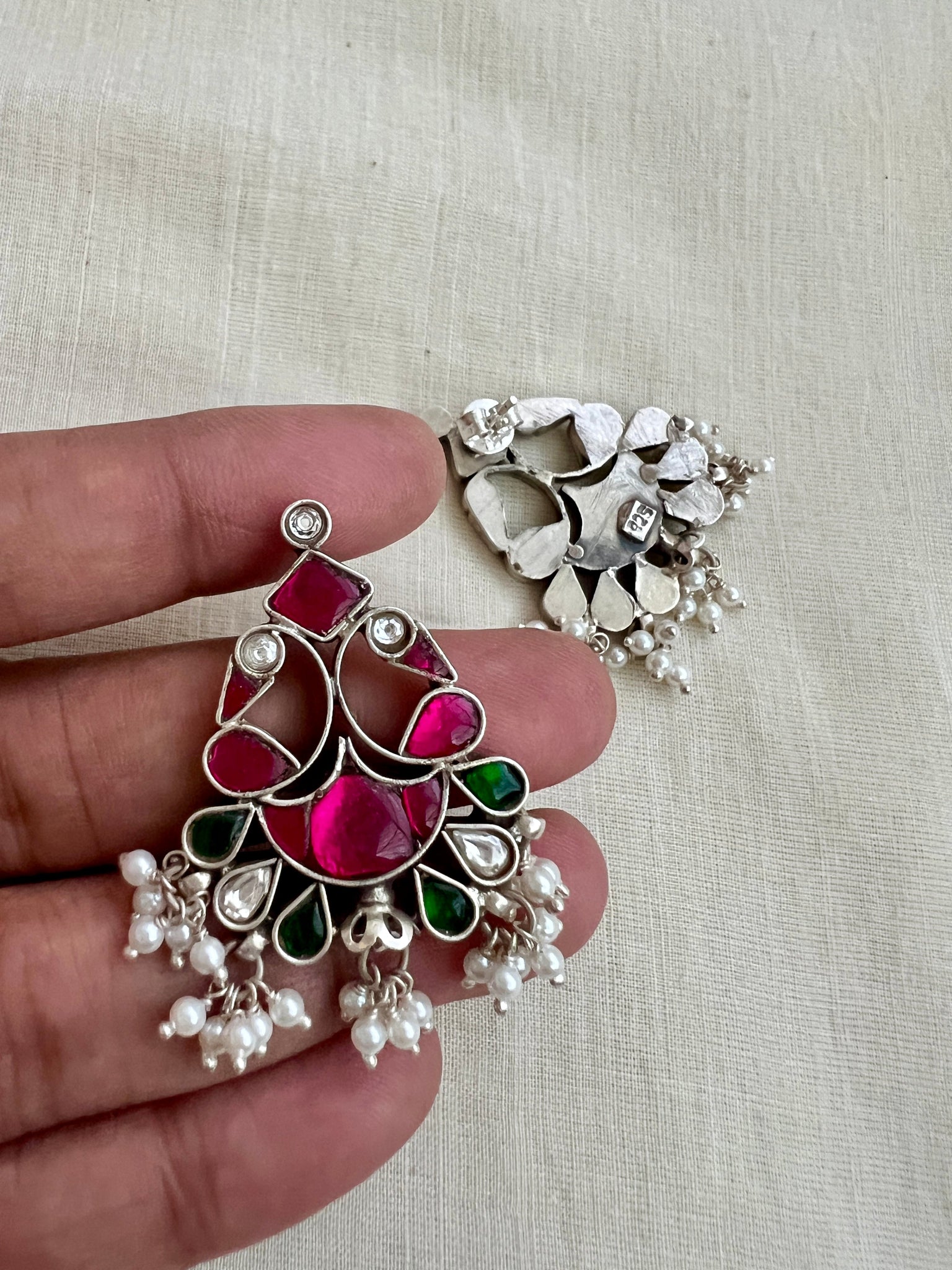 Customize New Trendy Metal Alloy Pink Green Diamond 1908 IVY Earrings Greek  Costume Jewelry