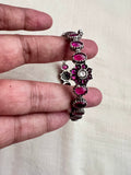 Pink kemp stone bangle, side screw-Silver Bracelet-CI-House of Taamara