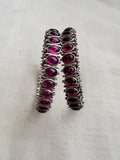 Pink kemp stone bangles, pair-Silver Bracelet-CI-House of Taamara