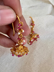 Pink onyx jhumkas-Earrings-PL-House of Taamara