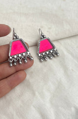 Pink rhombus-Silver earrings-EZ-House of Taamara