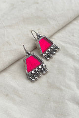 Pink rhombus-Silver earrings-EZ-House of Taamara