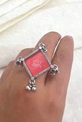 Pink rhombus ring-Silver finger ring-EZ-House of Taamara