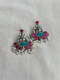 Pink & white kundan with turquoise stone earrings and pearls-Earrings-CI-House of Taamara