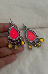 Red drop with yellow drops-Silver earrings-EZ-House of Taamara