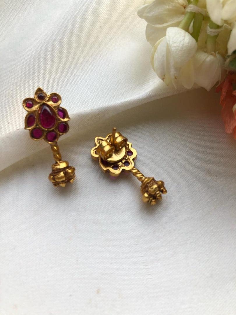 Red spinel stone earrings-Earrings-PL-House of Taamara
