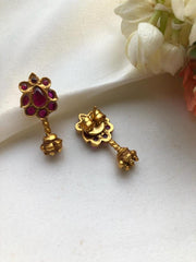 Red spinel stone earrings-Earrings-PL-House of Taamara
