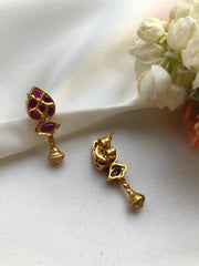 Red stone earrings-Earrings-PL-House of Taamara