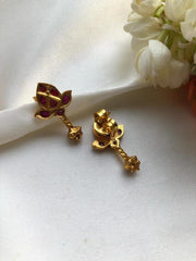 Red stone earrings-Earrings-PL-House of Taamara