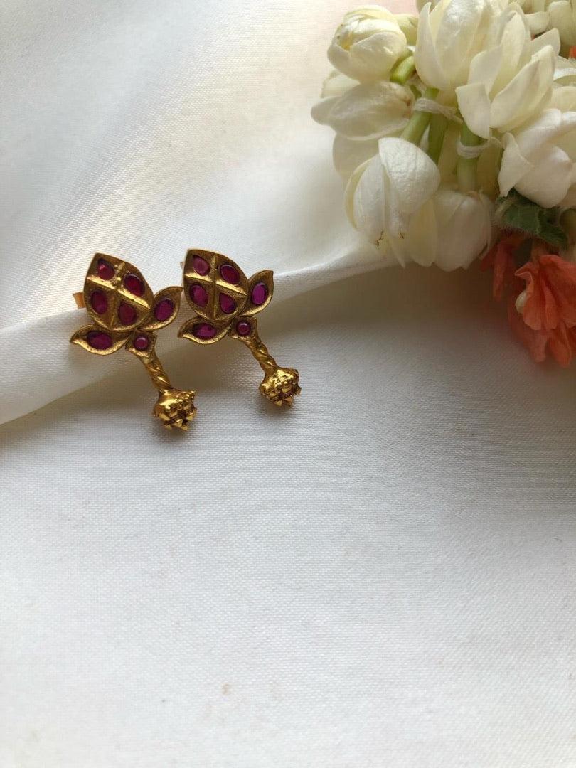 Red stone earrings-Earrings-PL-House of Taamara