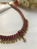 Reversible ruby spinel & green antique style necklace (can be worn both sides)-Silver Neckpiece-PL-House of Taamara
