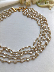 Rice pearls 5 lines-Silver Neckpiece-PL-House of Taamara