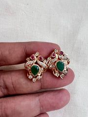 Rose gold CZ & green stone studs-Earrings-CI-House of Taamara