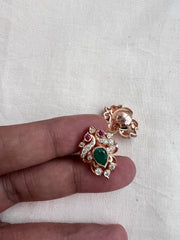 Rose gold CZ & green stone studs-Earrings-CI-House of Taamara