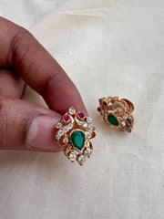 Rose gold CZ & green stone studs-Earrings-CI-House of Taamara