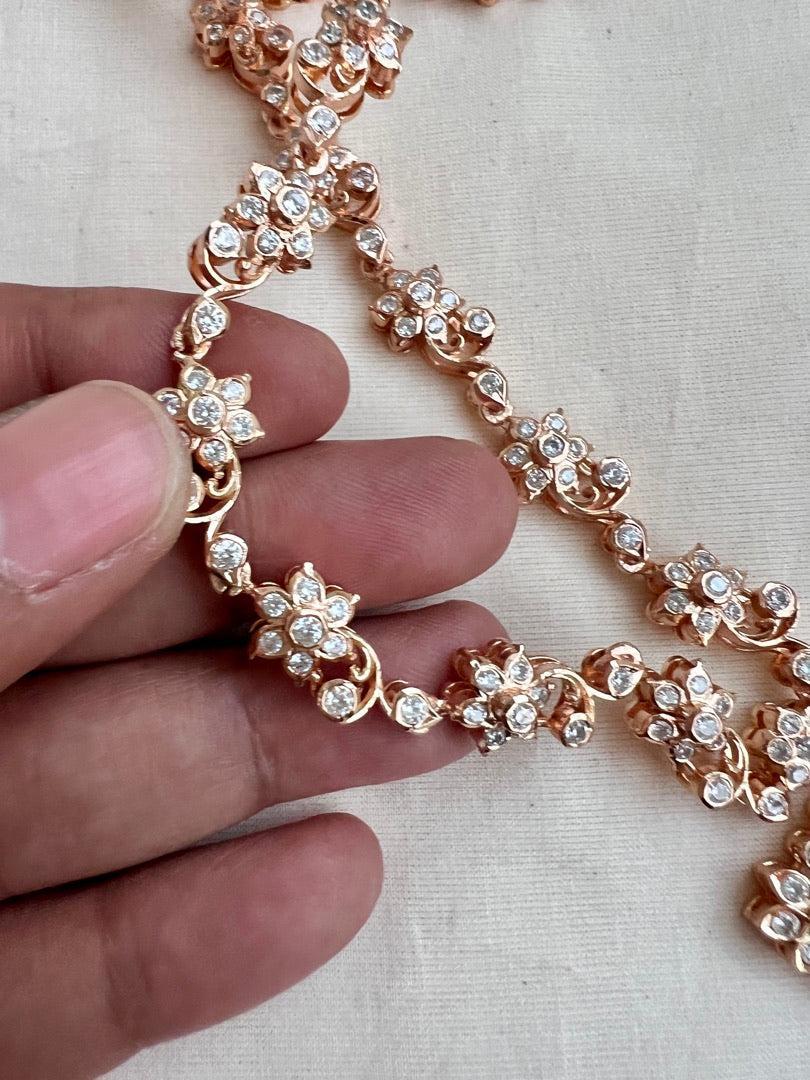 Rose gold polish zircon necklace-Silver Neckpiece-CI-House of Taamara
