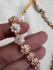 Rose gold polish zircon necklace with ruby stone-Silver Neckpiece-CI-House of Taamara