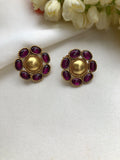 Round ruby flower earrings-Earrings-PL-House of Taamara