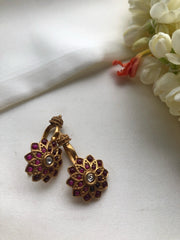 Round spinel ruby bugadi clip on-Earrings-PL-House of Taamara