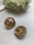 Round studd with pearls all around earrings-Earrings-PL-House of Taamara