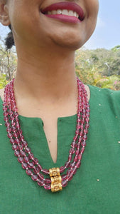 Ruby beads and antique polish cylindrical beads-Silver Neckpiece-PL-House of Taamara