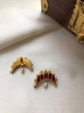 Ruby ear cuff/ bugadi for upper or side ear-Silver Neckpiece-PL-House of Taamara